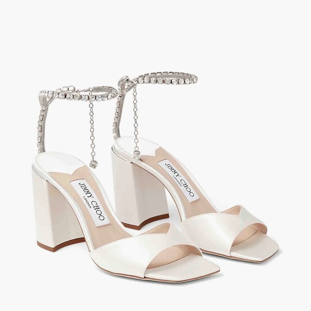 Jimmy Choo Saeda Block Heel 85 - Ivory Sz 38/8